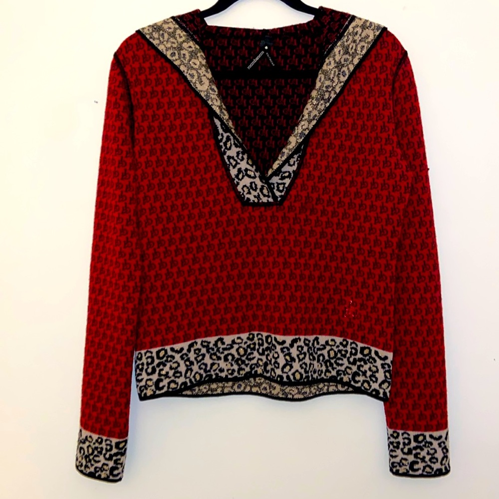Vintage Roccobarocco knit wear sweater with a hoodie
